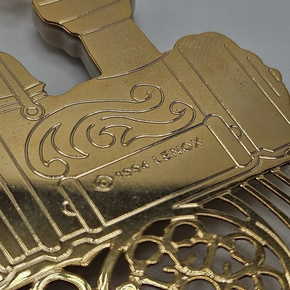 VINTAGE Lenox 1994 Porcelain Christmas Gold Train Engine Holiday Ornament Box